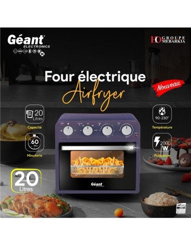 فرن كهربائي Géant GN-GAF204-M بسعة 20 لتر مع قلاية هوائية مدمجة