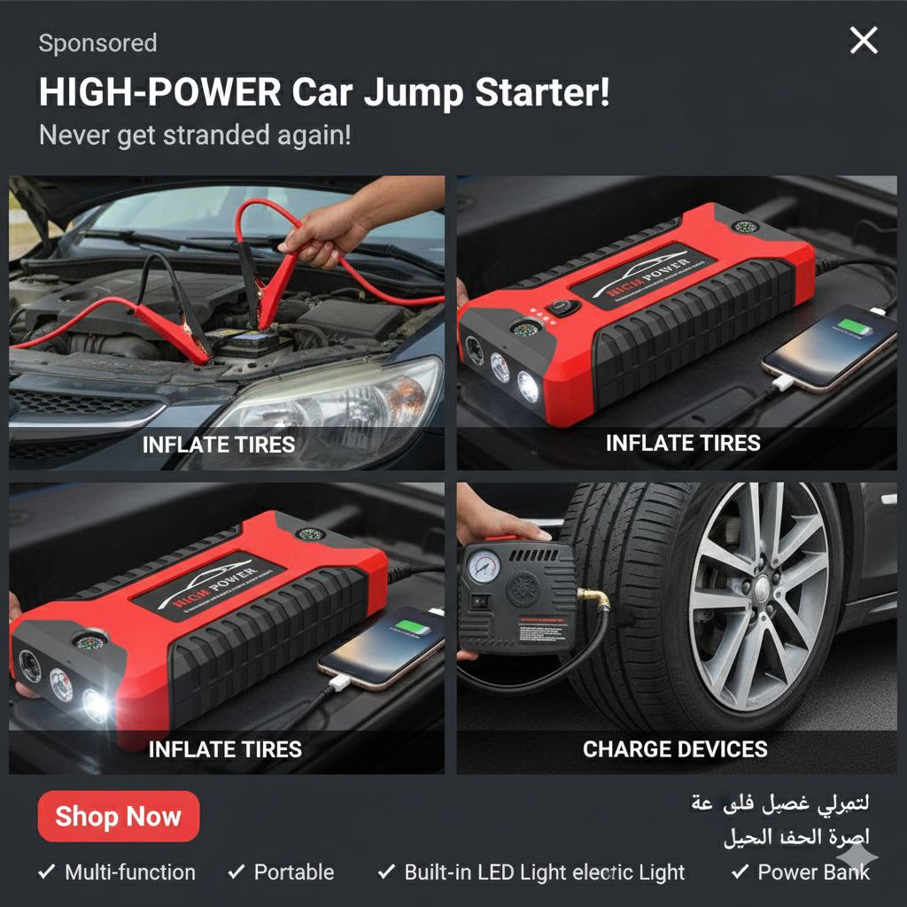 🔋 جهاز تشغيل السيارات المتعدد الوظائف HIGH-POWER