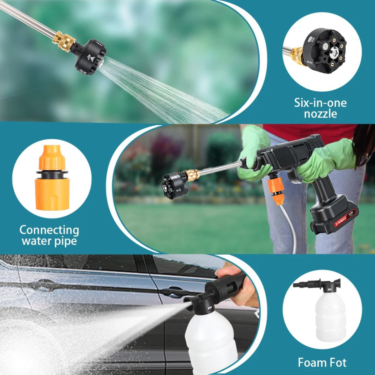 غاسل سيارة محمول قابل للشحن