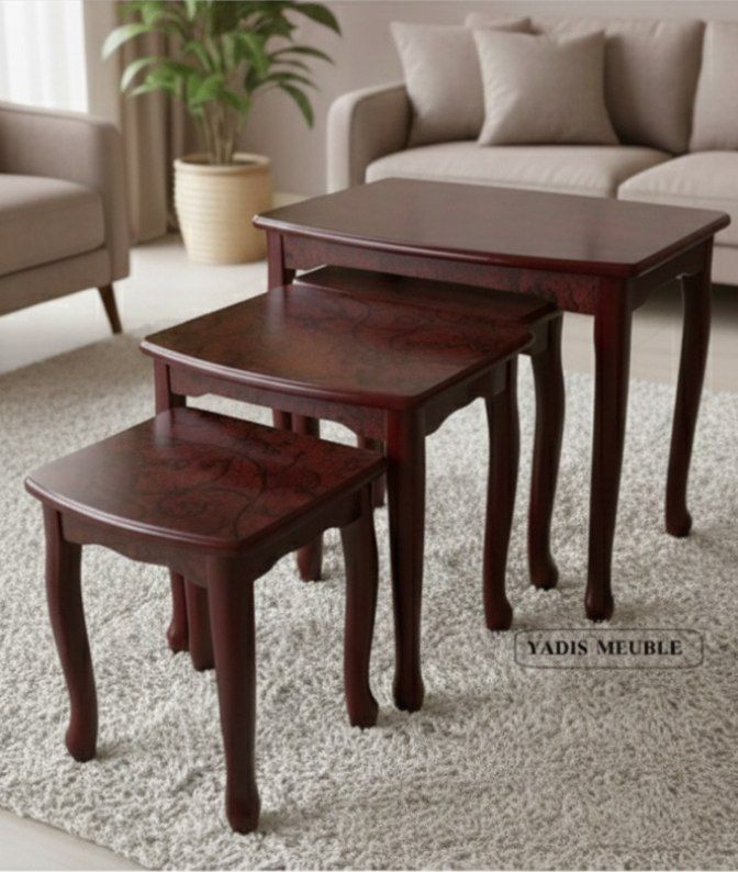 طقم 3 قطع طاولات بتصميم كلاسيكي