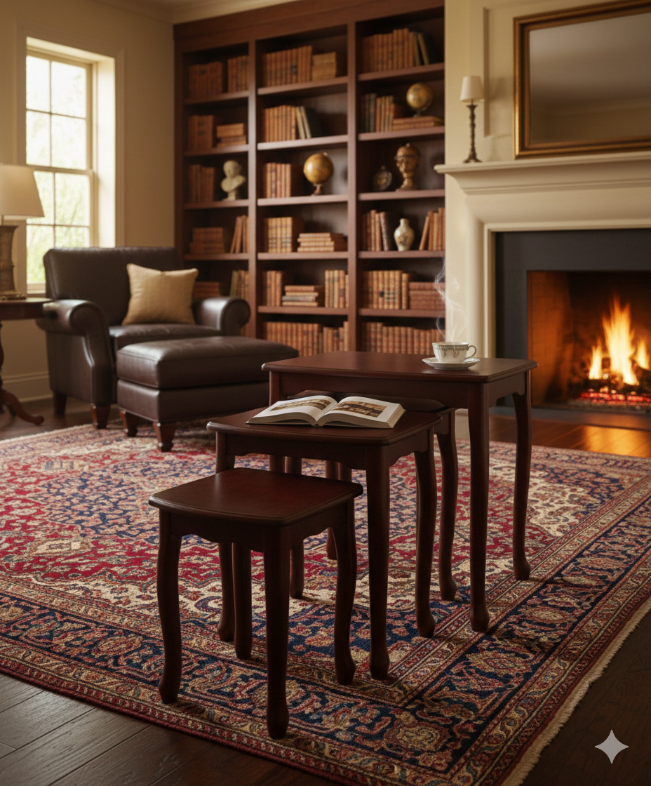 طقم 3 قطع طاولات بتصميم كلاسيكي