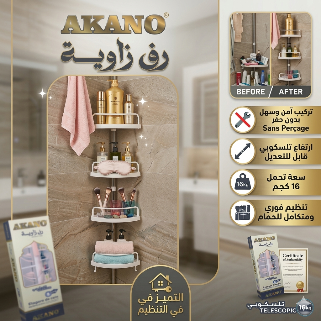 منظم زاوية للحمام والمطبخ AKANO